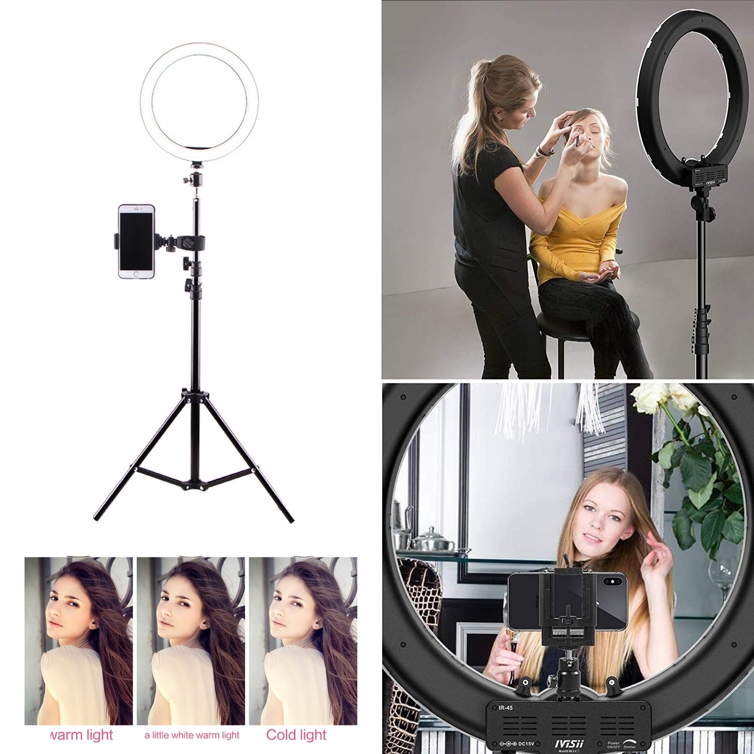 LED Beauty Ring Light Camera Photo Studio Phone Video Photography Dimmable Ring Lamp+Tripod for Selfie