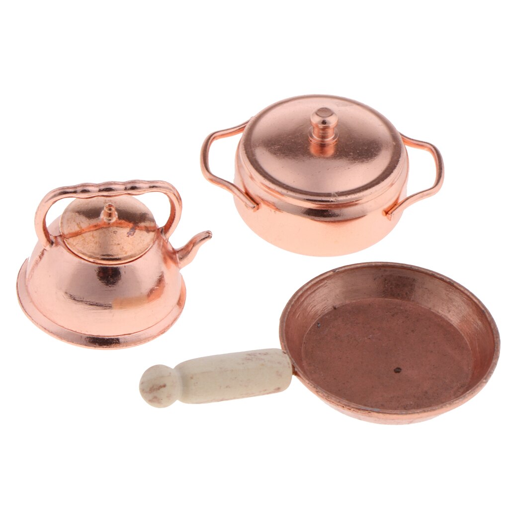 1/12 Pfanne Topf Wasserkocher Puppenhaus Miniatur Küche Kochen Bausatz Zubehör