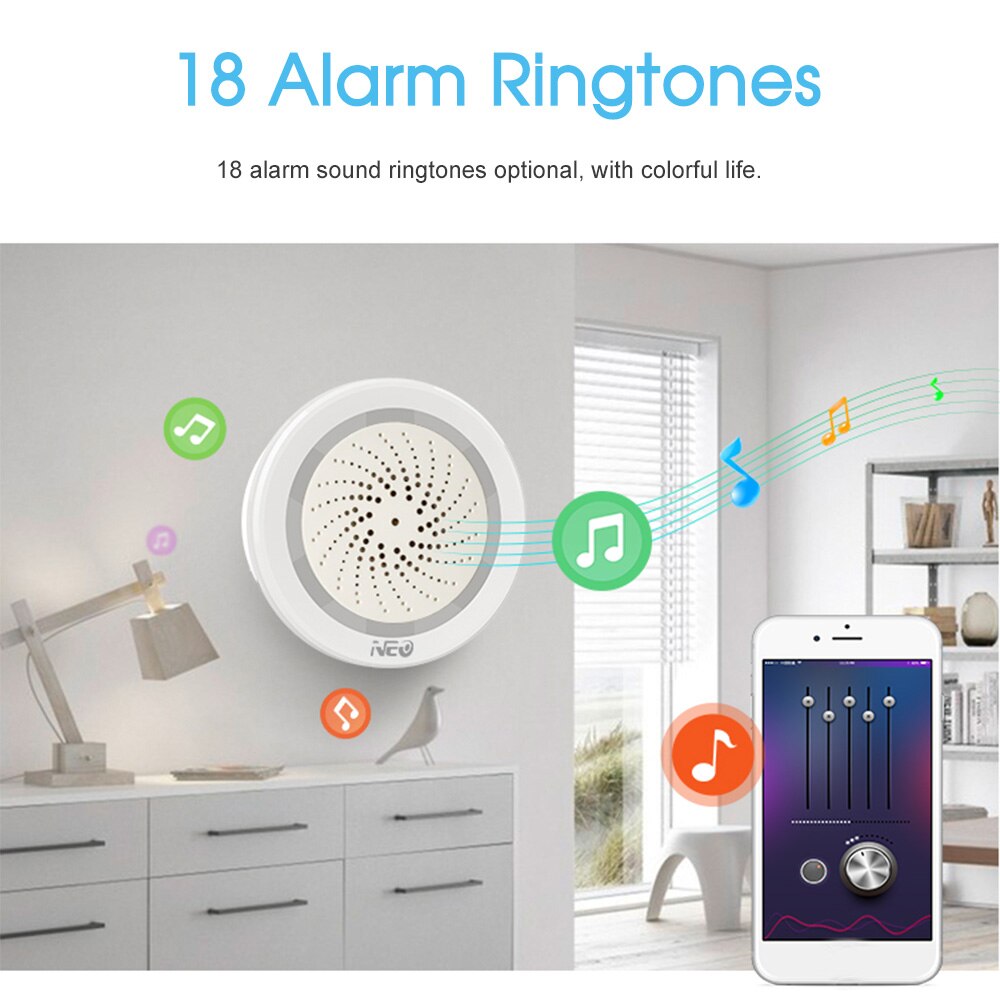 NEO Wifi Siren Alarm Sensor Smart Alarm Siren Home Security System Tuya Smart Life APP Compatible with Alexa Google Home