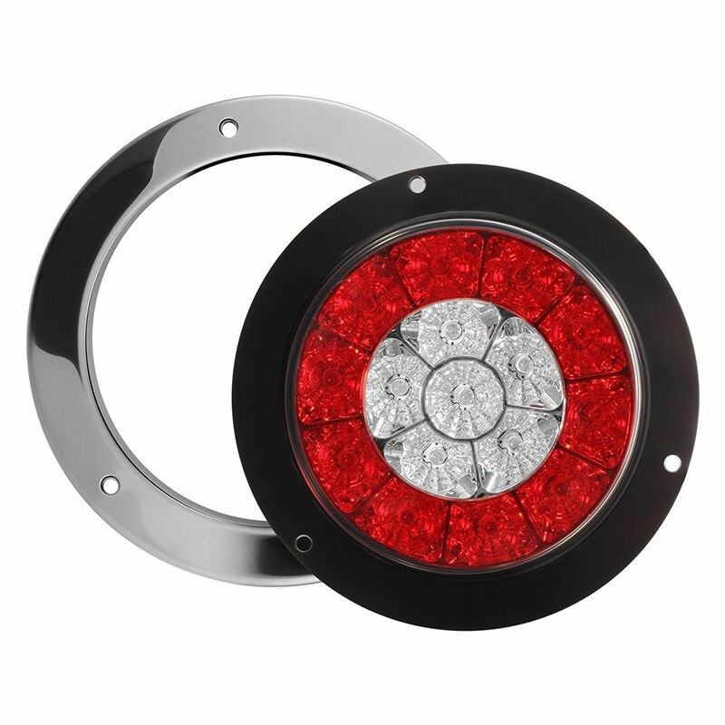 12V-24V rouge et jaune rond rouge/ambre 16-LED camion remorque frein arrêt clignotant feux arrière