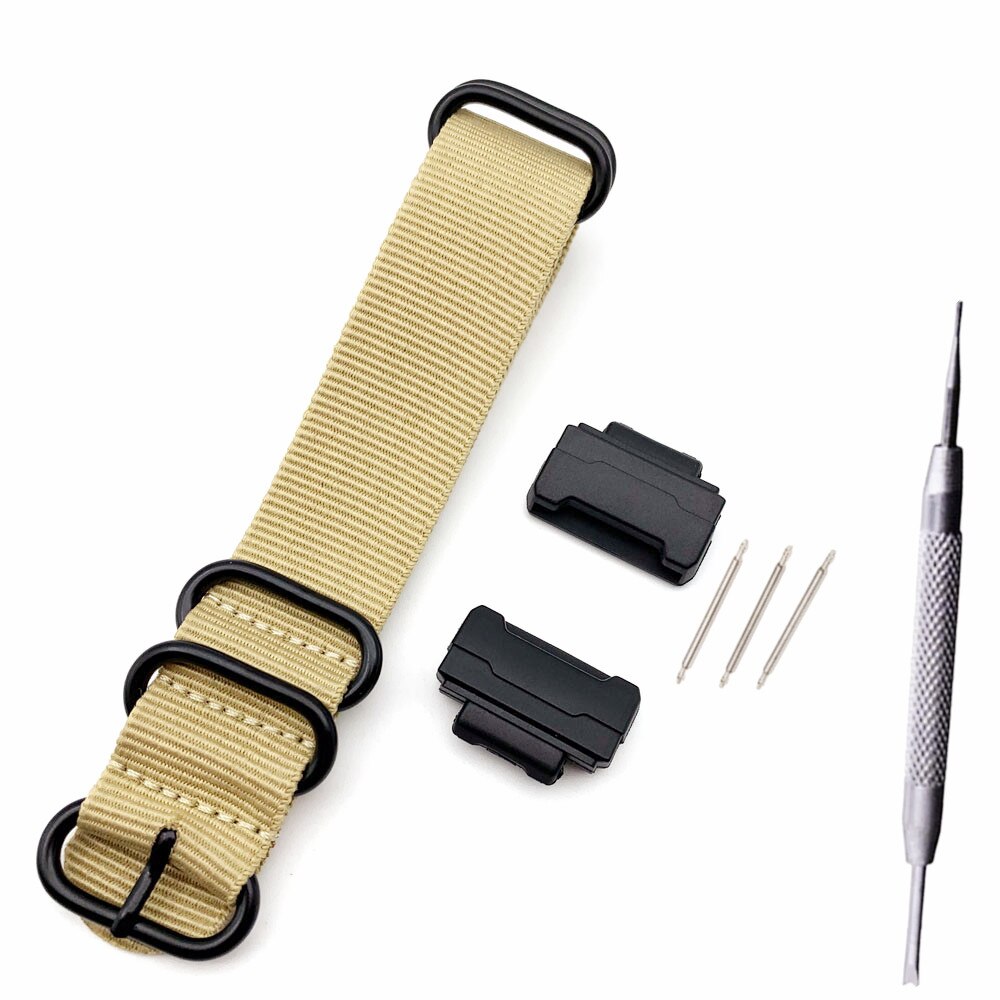 Nylon urrem til g-shock dw -5600 6900 ga-110 gw-m5610 dw-9052/ gls -8900 serie urremme  + 16mm grænseflade terminaler: Beige
