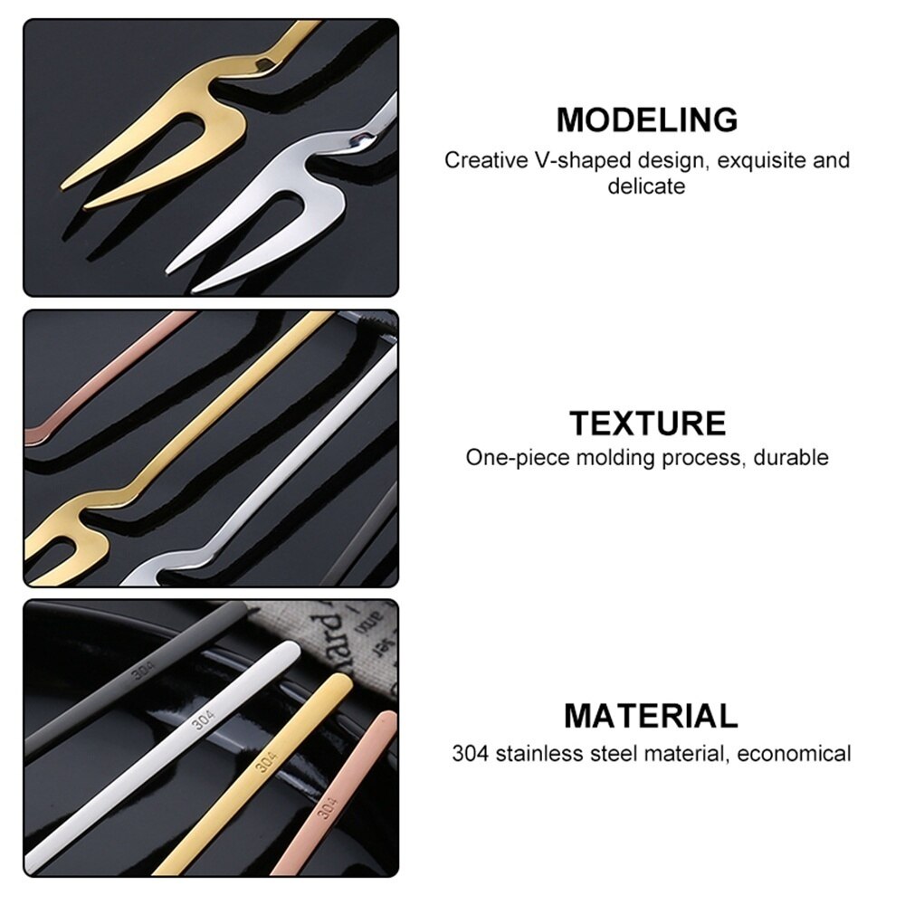 Fruktgafler i rustfritt stål sylteagurk gafler cocktail salat dessert kake gafler servise til bankett fest sjømatte middag