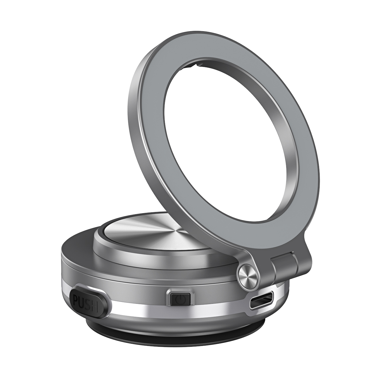 Uchwyt magnetyczny na telefon samochodowy 360° ° Obrotowy silny magnes z adsorpcją próżniową do iPhone'a 12, 13, 14, 15, 16 Pro Max: Srebrny
