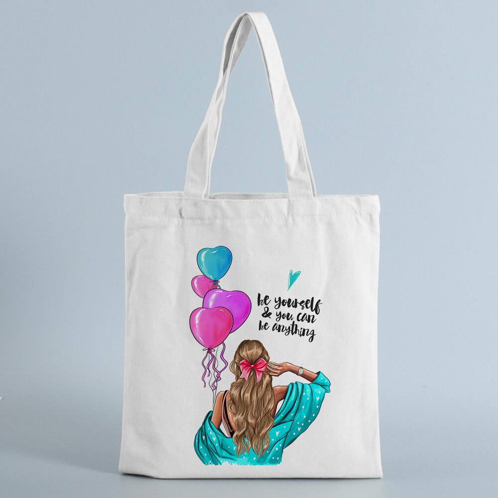 Mode Canvas Shopping Tassen Vrouwen Handtassen Mom Leven Eco Herbruikbare Doek Student Boek Tassen Dames Vrouwelijke Casual Shopper Tas: B0262-TBWH-M