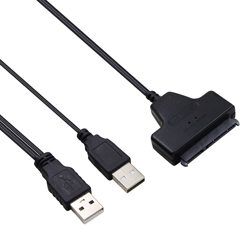 SATA to Dual USB 2.0 22pin Adapter Cables 2.5inch 7+15Pin SATA Data Power Cable 2.5'' Hard Disk Drive Converter