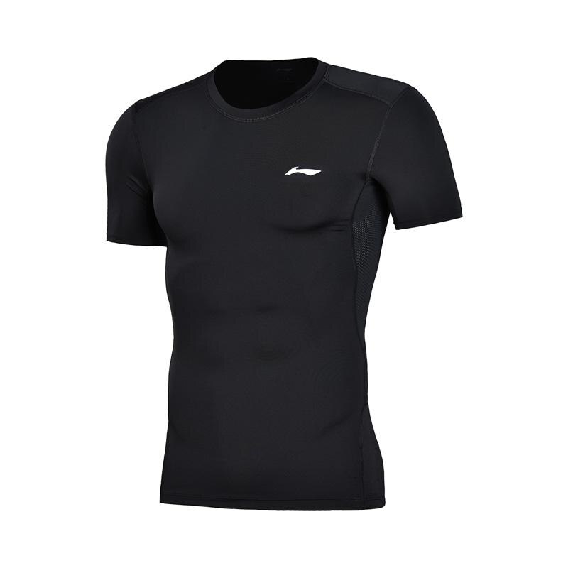 Li-ning mænd trænings t-shirt lag slim fit hurtigtørrende åndbart for komfort sports t-shirt toppe audn 015 cjfm 18: M