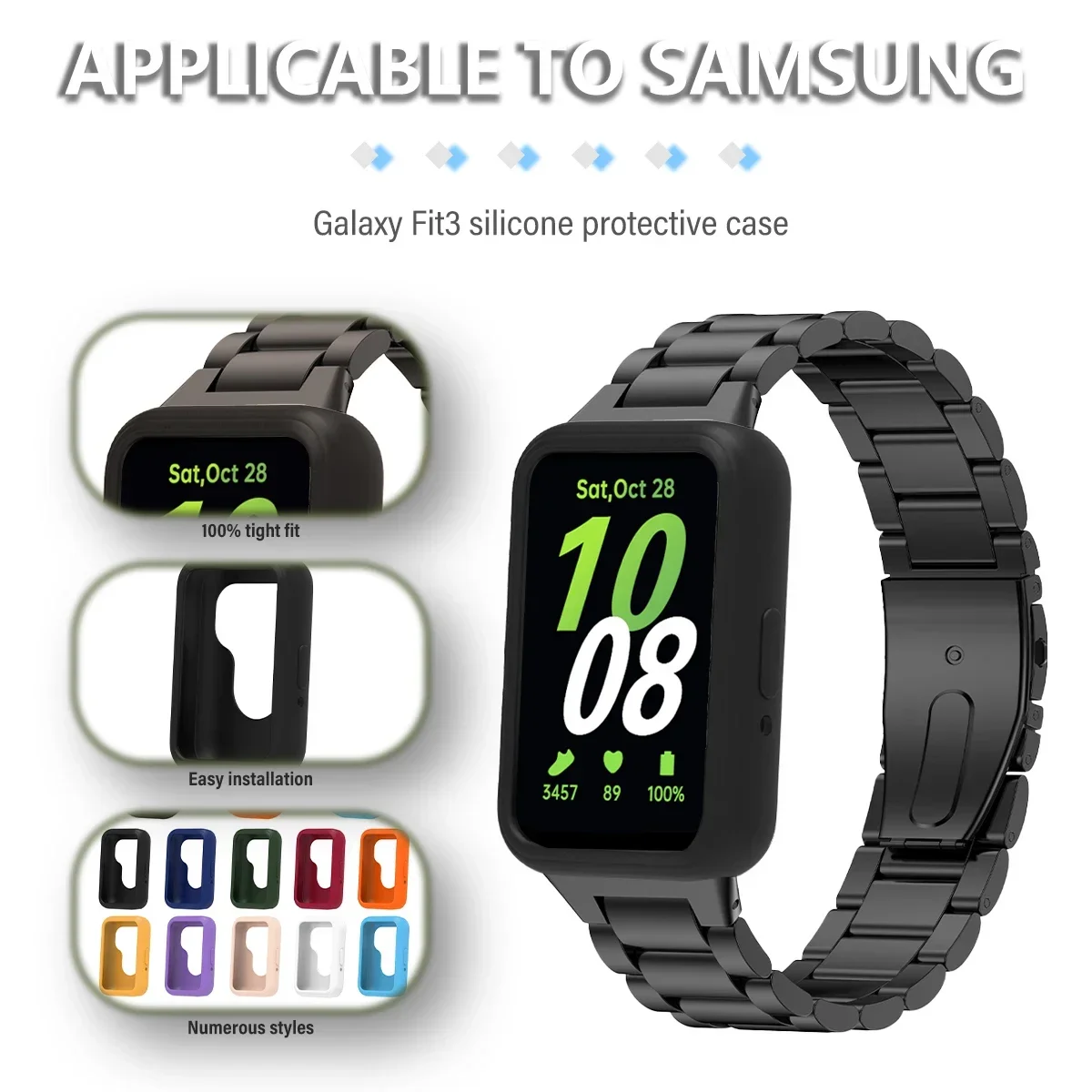 Funda de silicona suave para reloj Samsung Galaxy Fit 3, cubierta protectora de cobertura completa de Color caramelo para reloj Galaxy Fit 3, accesorios