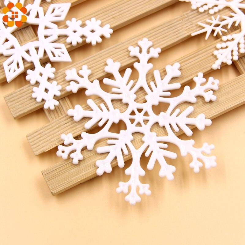 1 Pack Wit Plastic Nep Sneeuwvlok Voor Home Christmas Party Diy Scene Nieuwjaar Xmas Tree Hangers Ornamenten Raamdecoratie