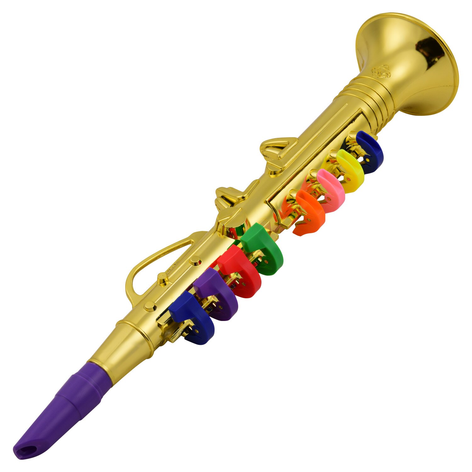 Instrumento clarinete de viento Musical para niños pequeños clarinete de oro metálico ABS con 8 teclas de colores
