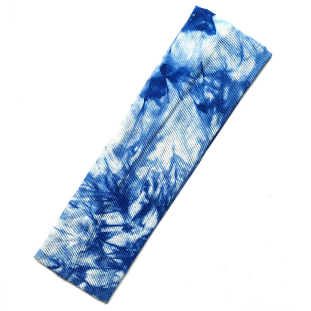 2 Inch Tie Dye Cheetah Forest Tree Elastic Yoga Cotton Stretch Headbands Sports Girl Hair Bands Bandage Gum Turban Bandana: Blue