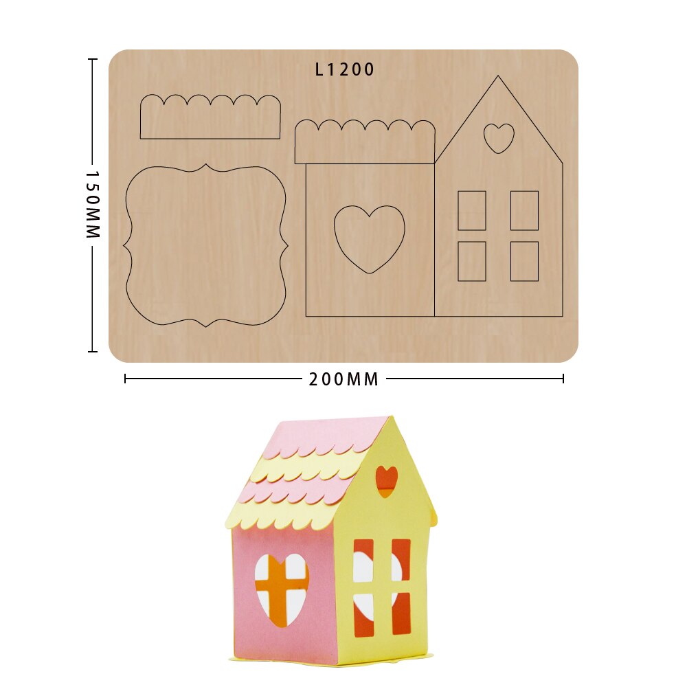 Houten mallen stansen plakboek diy kerst mooi klein huisje handwerk maken decoratie benodigdheden stansen sjabloon
