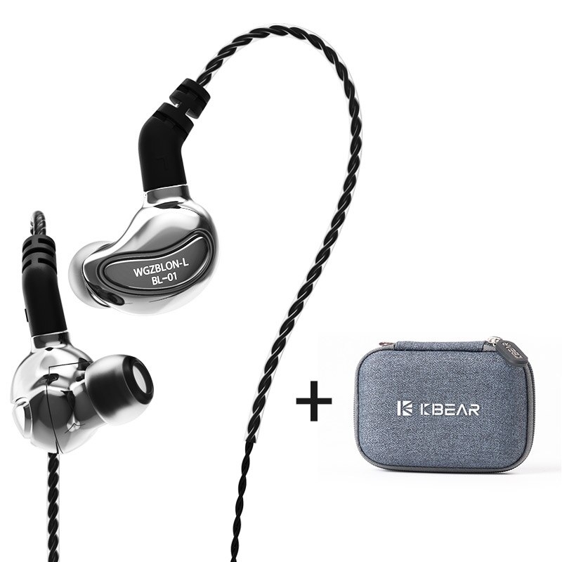 AK BLON BL-01 BL01 10mm Biological Fiber Diaphragm In Ear Earphone bl01 bl03 Sport Earphone BL03 BL05 BL05S blon max bl-max iems: Silver no mic case