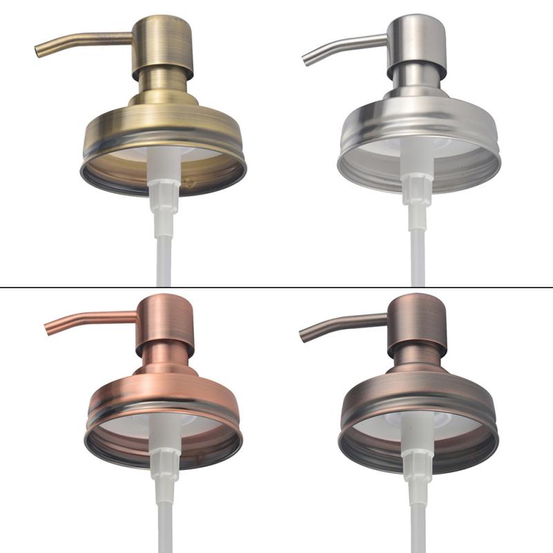Mason Jar-dispensador de jabón y loción, tapas de botellas de acero inoxidable antioxidante
