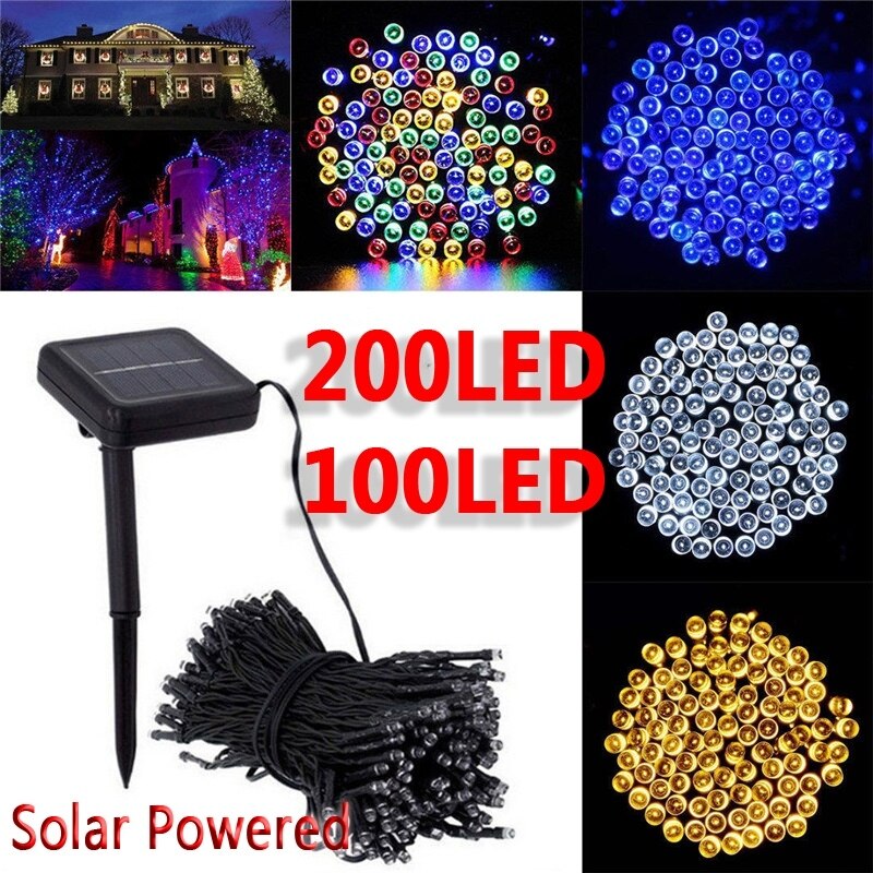 100/ 200 Led Solar Power String Fairy Lights Waterdichte Outdoor Tuin Garland Solar Lamp Kerst Festival Light Decor