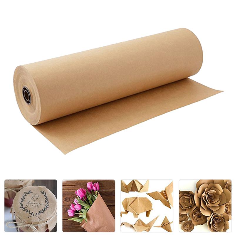 1 Roll Kraft Paper Roll Nice Fine Chic Brown Paper Roll DIY Handicraft Paper Packing Tool