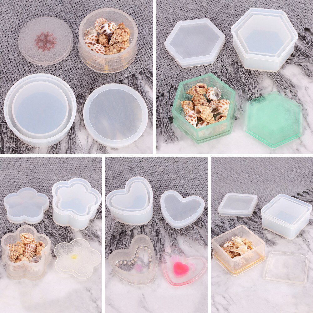 Resin Silicone Mold Storage Box Mold for Jewelry Making Heart Shape Cut Mold DIY Crystal Epoxy Box Jewelry Tools Moulds