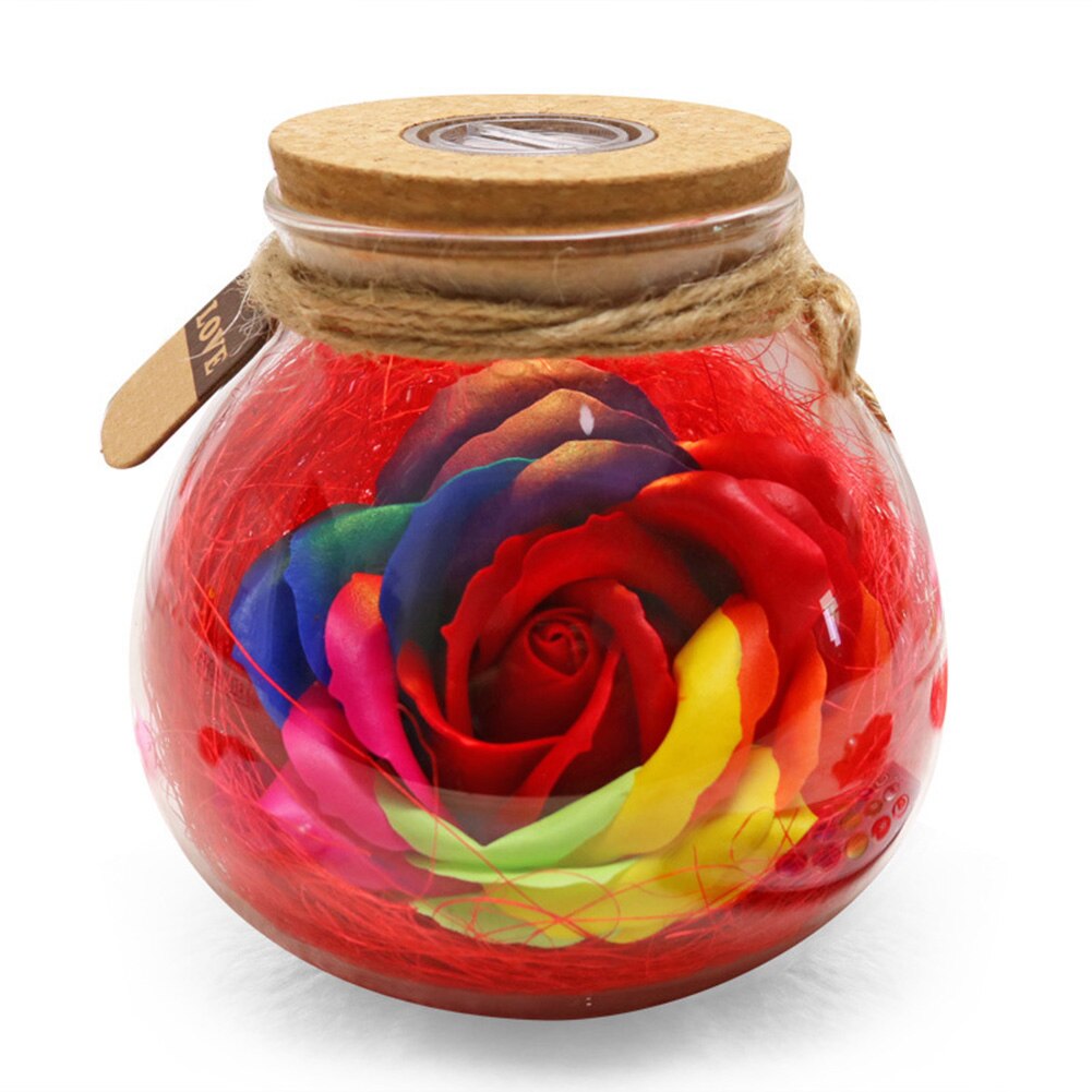 LED RGB Rose Lamp Bloem Fles Nachtlampje Afstandsbediening Rose Lamp Verlichting LKS99: Red