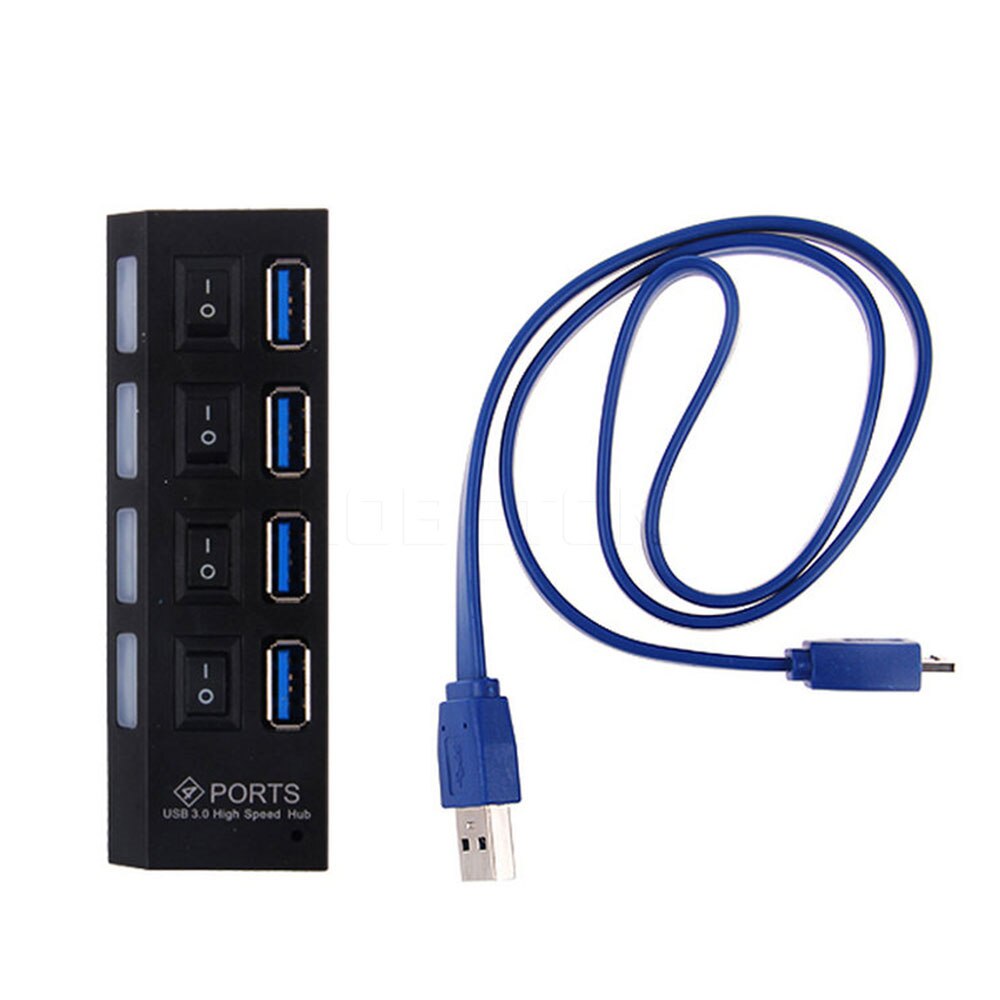 Mini 4 Poorts Usb 3.0 Hub 5Gbps High Speed Hub Usb Draagbare Usb Hub Met Aan/Uit Schakelaar usb Splitter Adapter Kabel Voor Pc Laptop