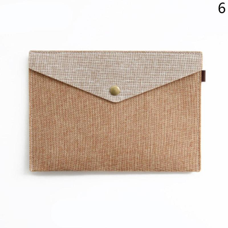 Vividcraft A4 A5 2 Sizes Simple Imitation Linen Stationery File Portfolio Bag Office Bag Study Folder Canvas Felt P8O6: A5 Coffee