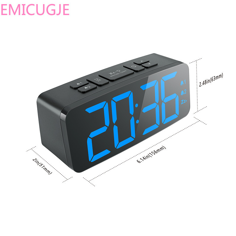 Silent Snooze Alarm Clock Luminous Digital Table ClockBig Numbers Electric LED Alarm Clock with Dual Alarm Bedroom