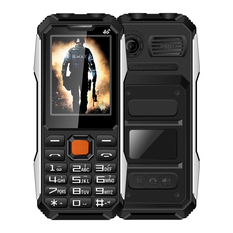 2.4&quot; Dual Sim Shockproof Cellphones SOS MP3 video player camera recorder alarm GSM featured mobile phones Russian Keyboard: add 8GB TF card / Black