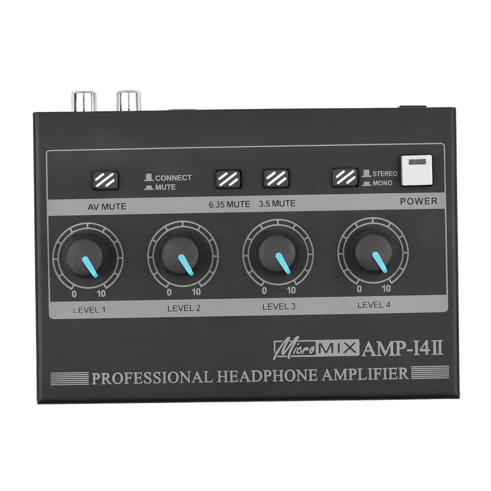 AMP-14 4-Channel Headphone Amplifier Compact Stereo Headphone Amp with RCA/6.35mm/3.5mm Input Volume Control