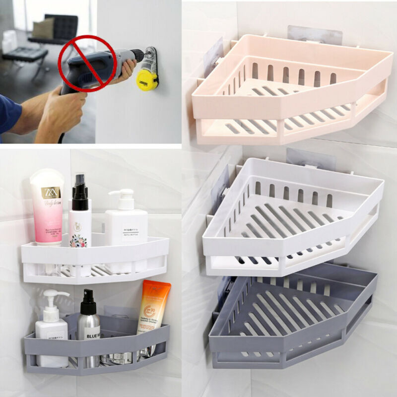 Sugevæg trekantet brusekabine hylde badeværelse hjørne badekar rack opbevaring holder organizer hylder
