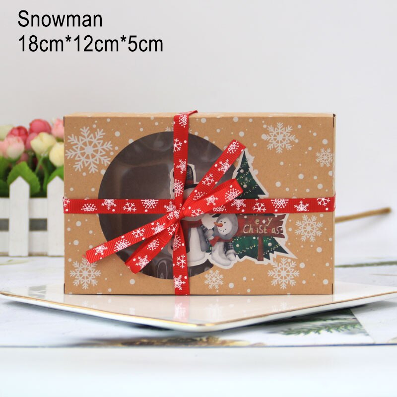 Kraft doos mooie verpakking kartonnen doos kraft papieren doos verpakking met helder pvc-venster kerst snoepdoos