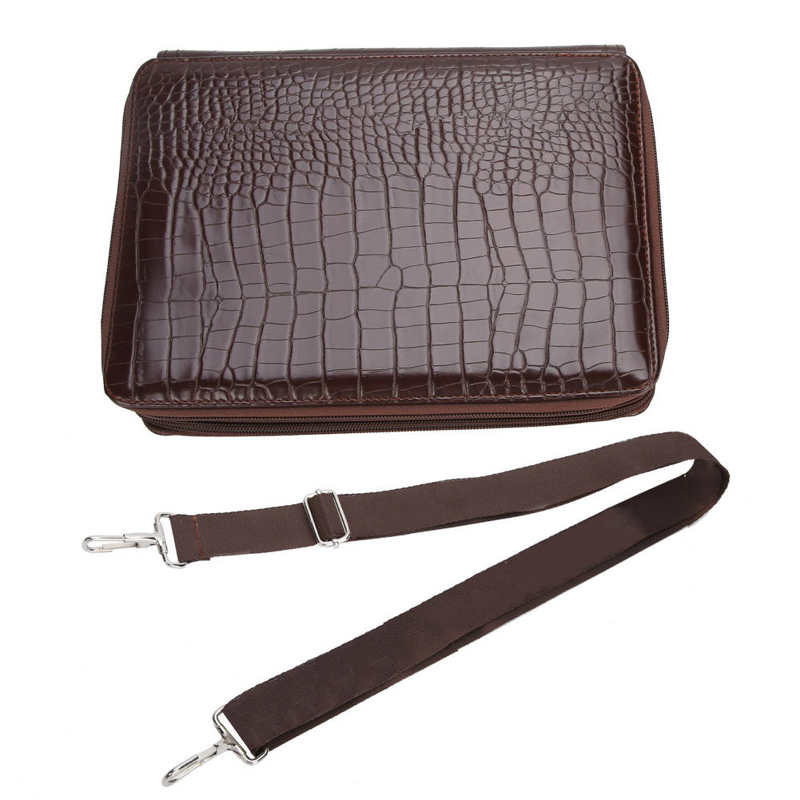 252 Gaten Gekleurde Etui Grote Capaciteit Art Schilderen Pen Draagbare Pu Pencilhold Pouch Kit: Bruin