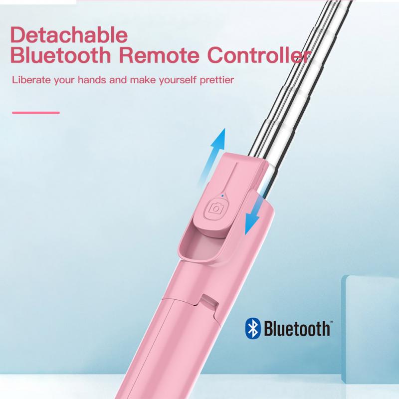 4- i -1 trådløs bluetooth selfie stick universal mobiltelefon stativ utvidbart håndholdt svart rosa monopod bærbart live stativ