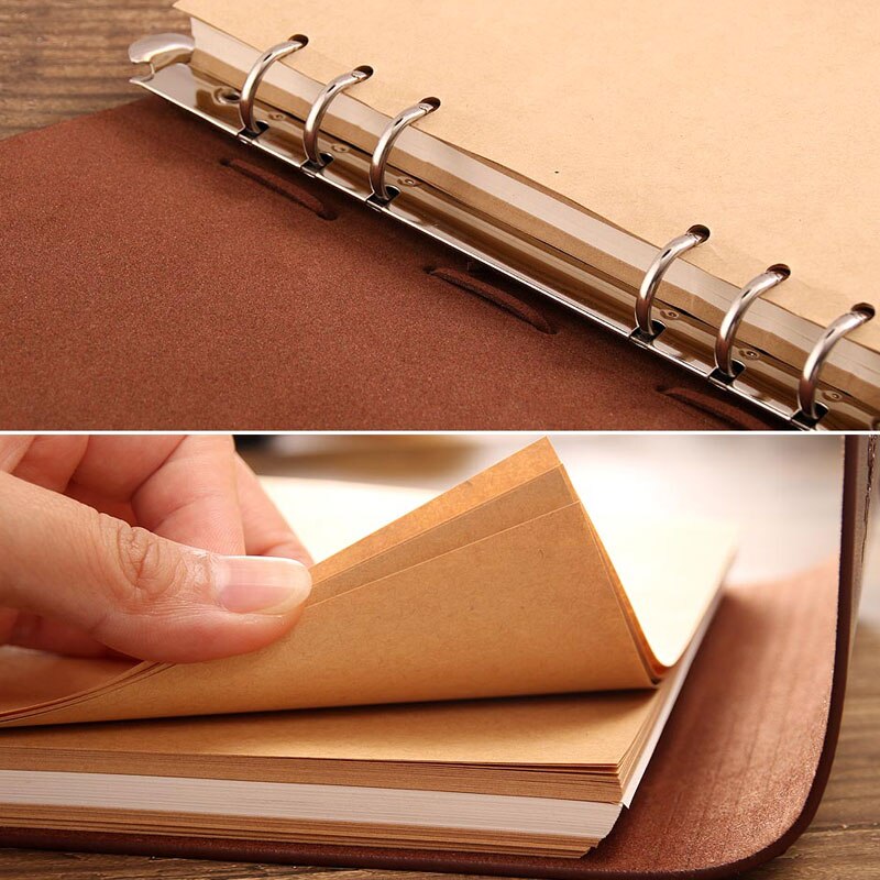 VEESUN-Cuaderno de cuero A5, Agenda, papeles y hojas sueltas, suministros escolares para estudiantes, Bloc de escritura de oficina