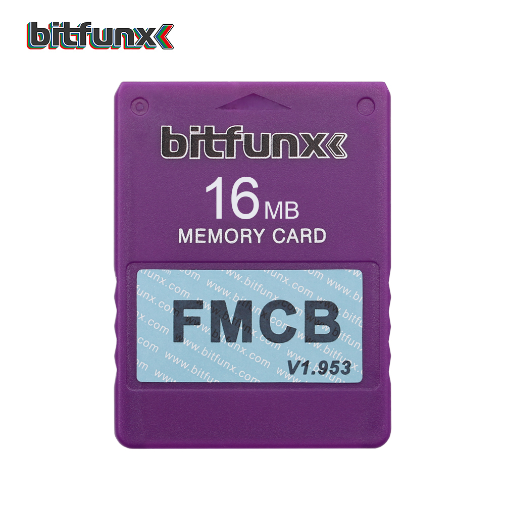 Bitfunx Video Game Geheugenkaart Fmcb Kleuren Voor Sony Playstation 2 PS2 Memoria Card 16Mb Mod Opl Hd Kleurrijke: Purple-16MB