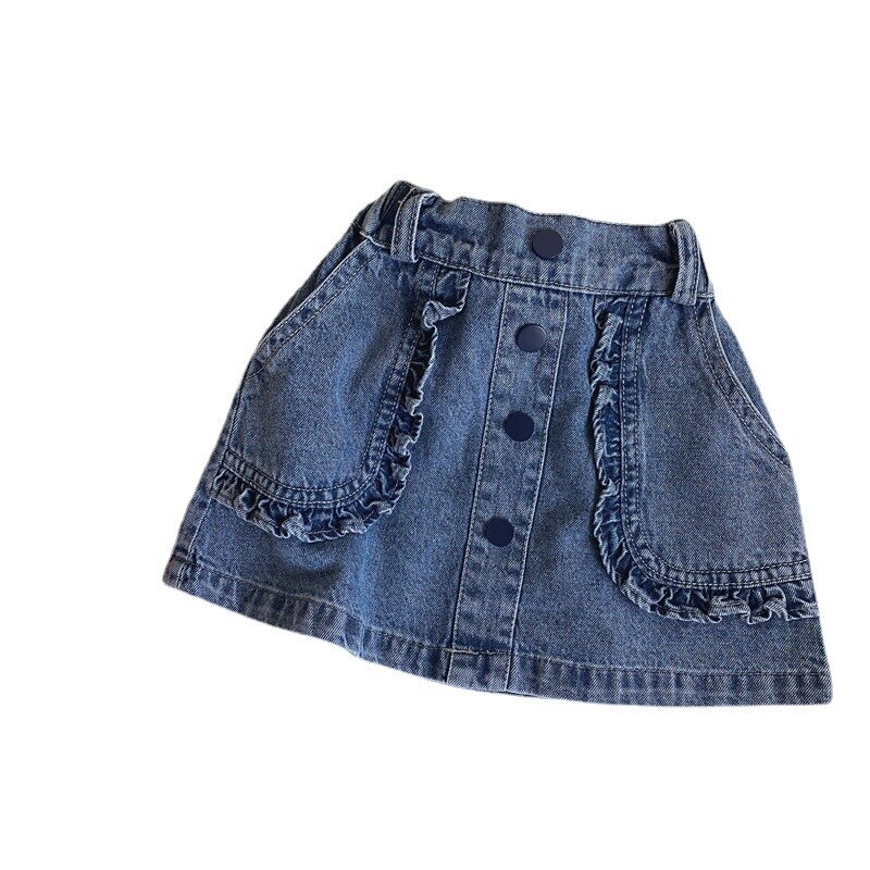 2022 Spring Summer New Girls&#39; Lace Denim Skirt Children&#39;s Korean Cotton Clothes