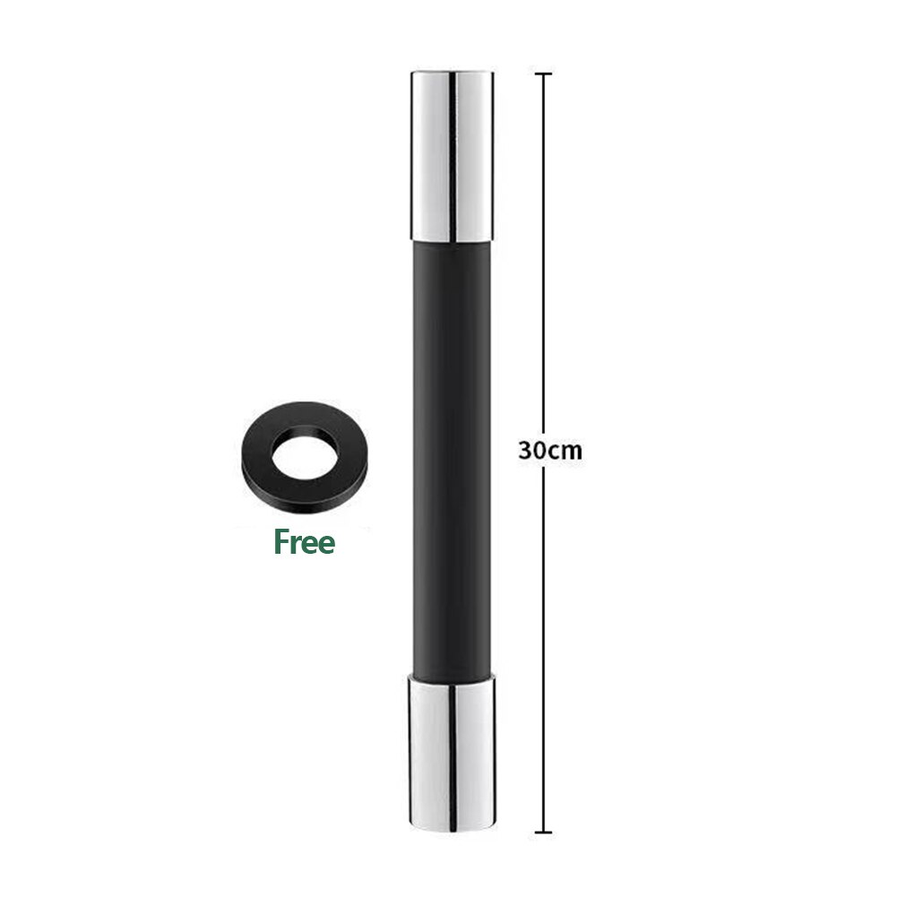 Faucet Extension Extender Flexible Hose Silicone Tube Universal Interface 360Degree Water Tap Extension Hose Kitchen Accessories: Black-30cm