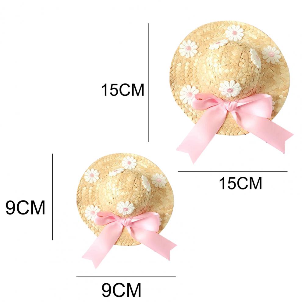 Cool Puppy Hat Sun Lace Ruffled Hem Adorable Straw Pet Photography Hats for Summer Dogs Caps Accessories Decor
