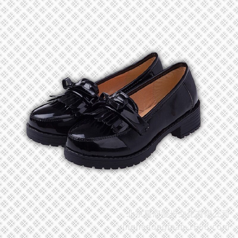 Hell girl cos schoenen japanse studentenschoenen kunstmatige pu meisjes leren schoenen loli ronde neus lage schoenen vrouwen