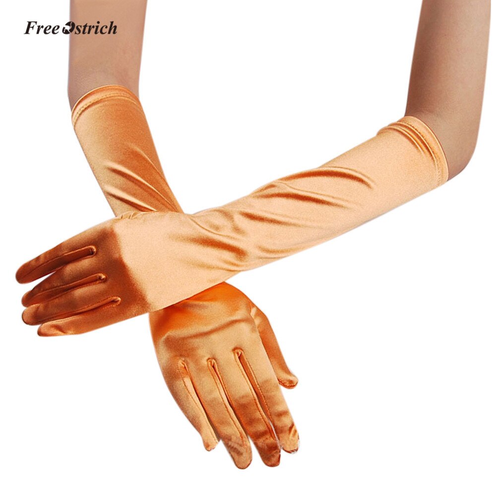 Free Ostrich – gants longs en Satin pour femmes, doux, élégants, de