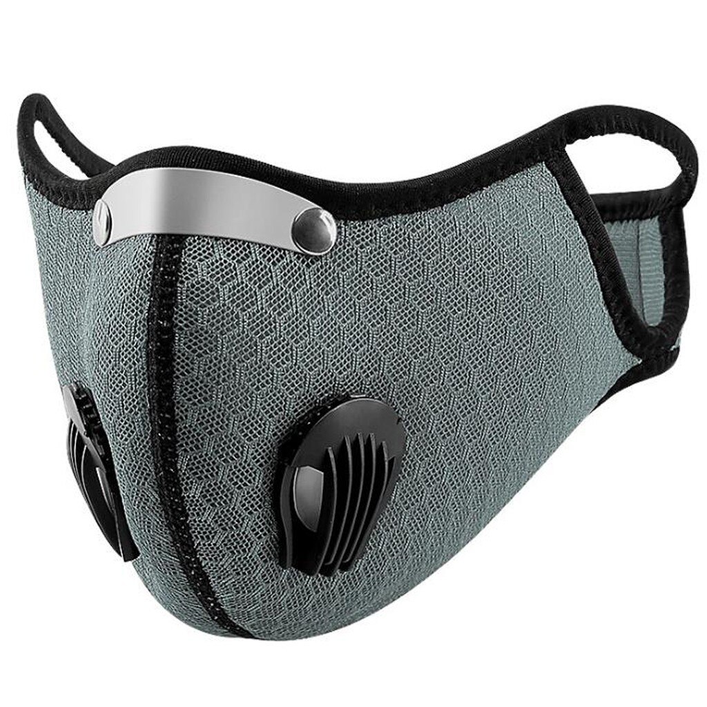 Esportes anti-poluição máscara facial à prova de poeira pm2.5 lavável reutilizável ativado com filtro máscara de carbono unisex equitação máscara: Cinza