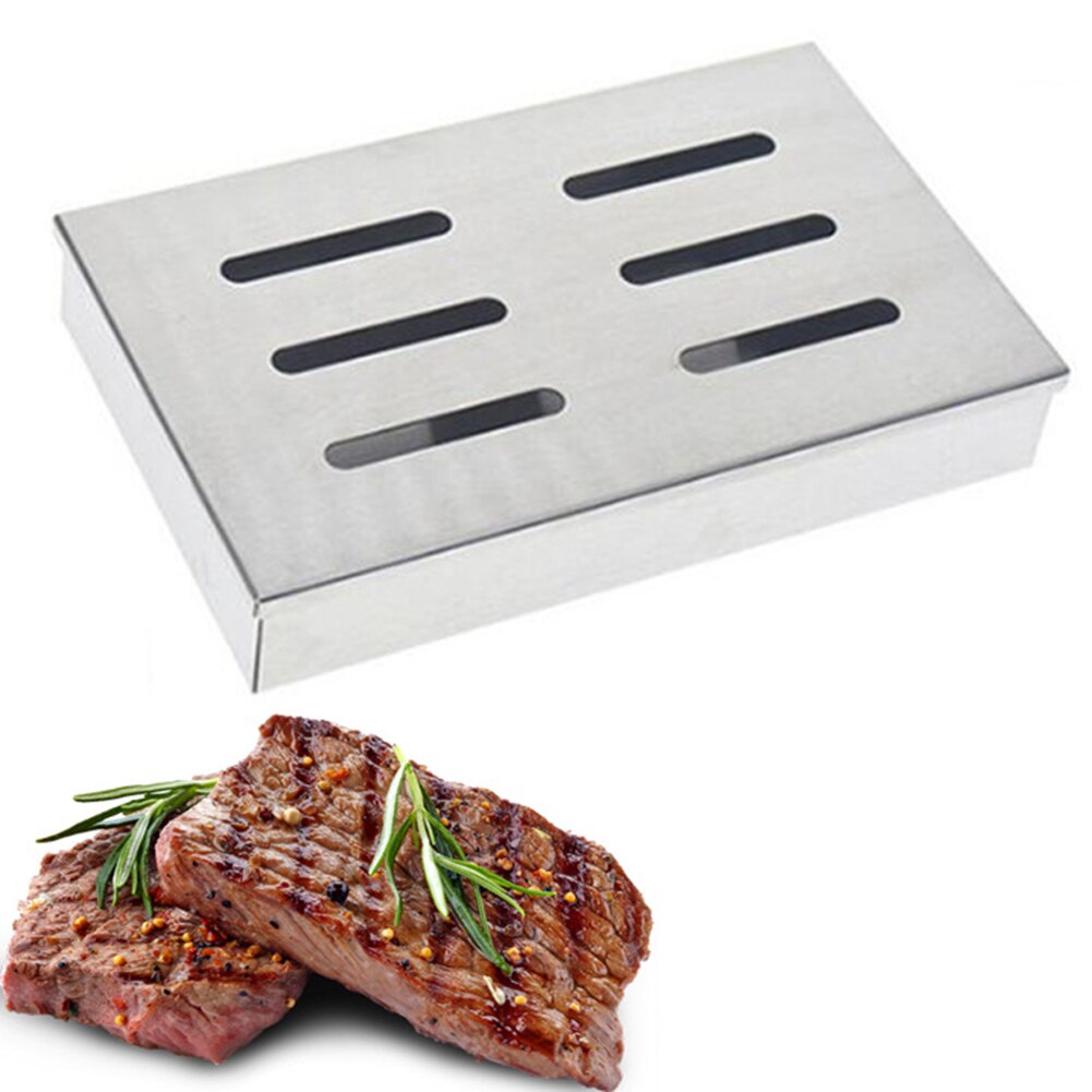 Outdoor Stainless Steel Wood Chip Smoking Box Barbecue Grill Cooking Accessories Compact size makes it easy to carry and use.