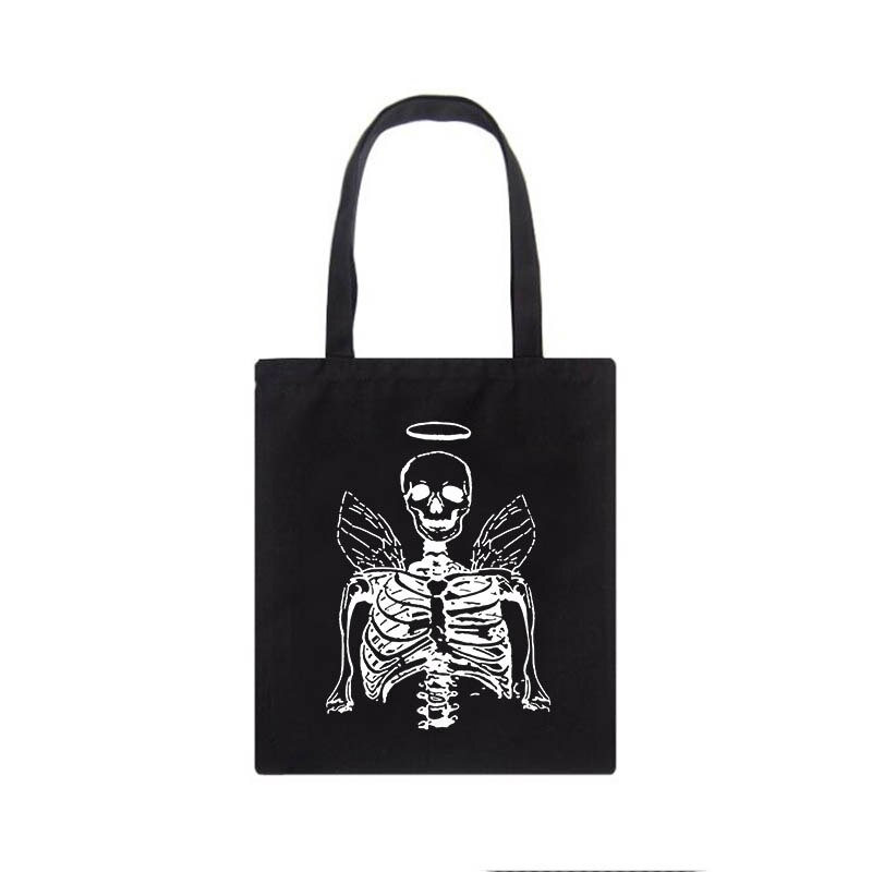 Grunge dragon letter women Y2K borsa a tracolla borsa in tela con stampa teschio gotico casual hip-hop High street borsa shopper di grande capacità: Hei07