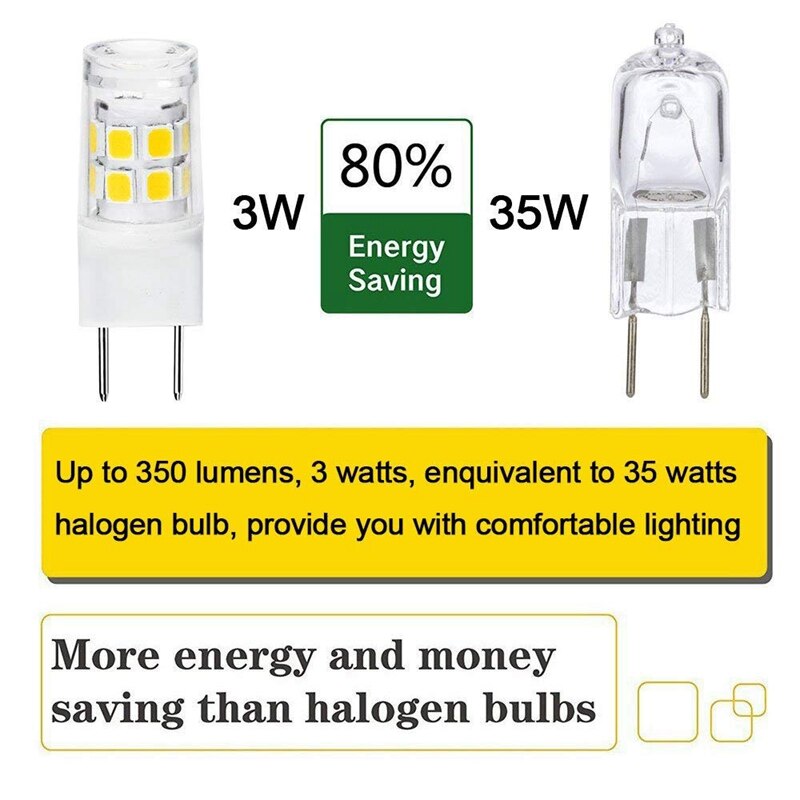 Led  g8 lyspære , g8 gy8.6 bi- pins base led, ikke dæmpbar  t4 g8 base bi-pin xenon jcd type led 120v (5- pakke)  (g8 3w positive whi