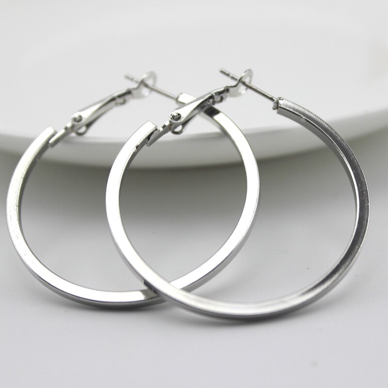 Gold/Silver Plated 40 50 60mm Eenvoudige Grote Cirkel Hoop Earring voor Vrouwen Sieraden