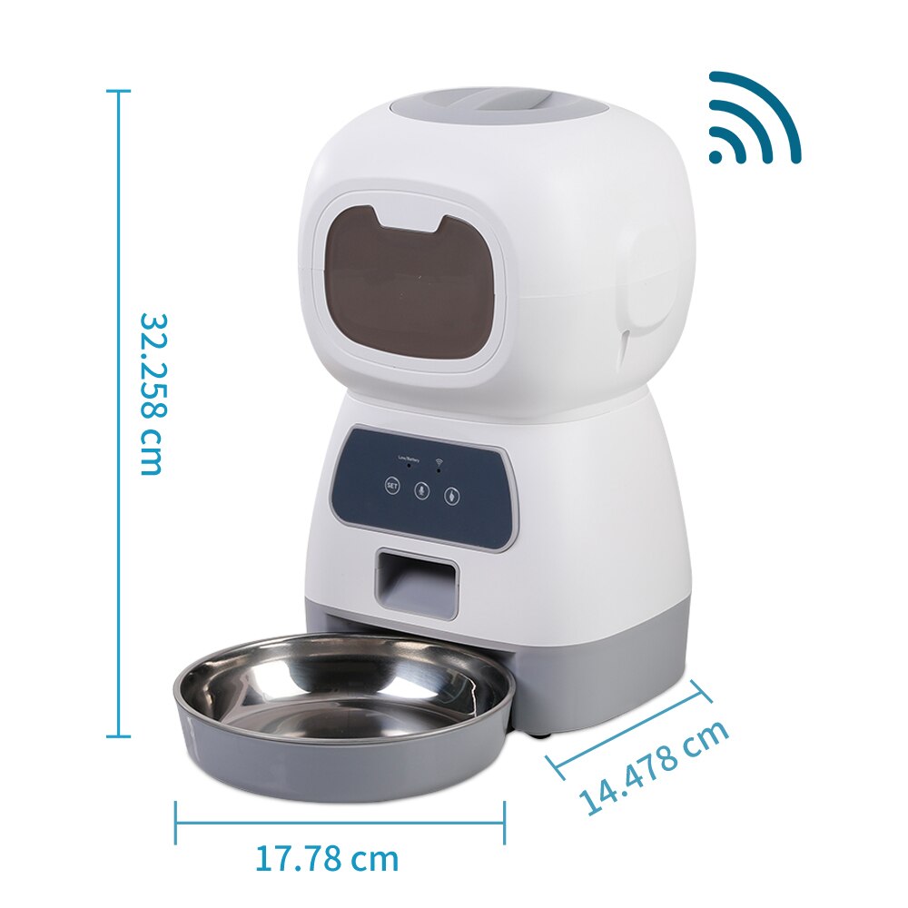 Stor kapacitet kæledyr automatisk foderautomat smart stemmeoptager app kontrol timer fodring kat hundemad dispenser med wifi kæledyr skål: 3.5l wifi feeder