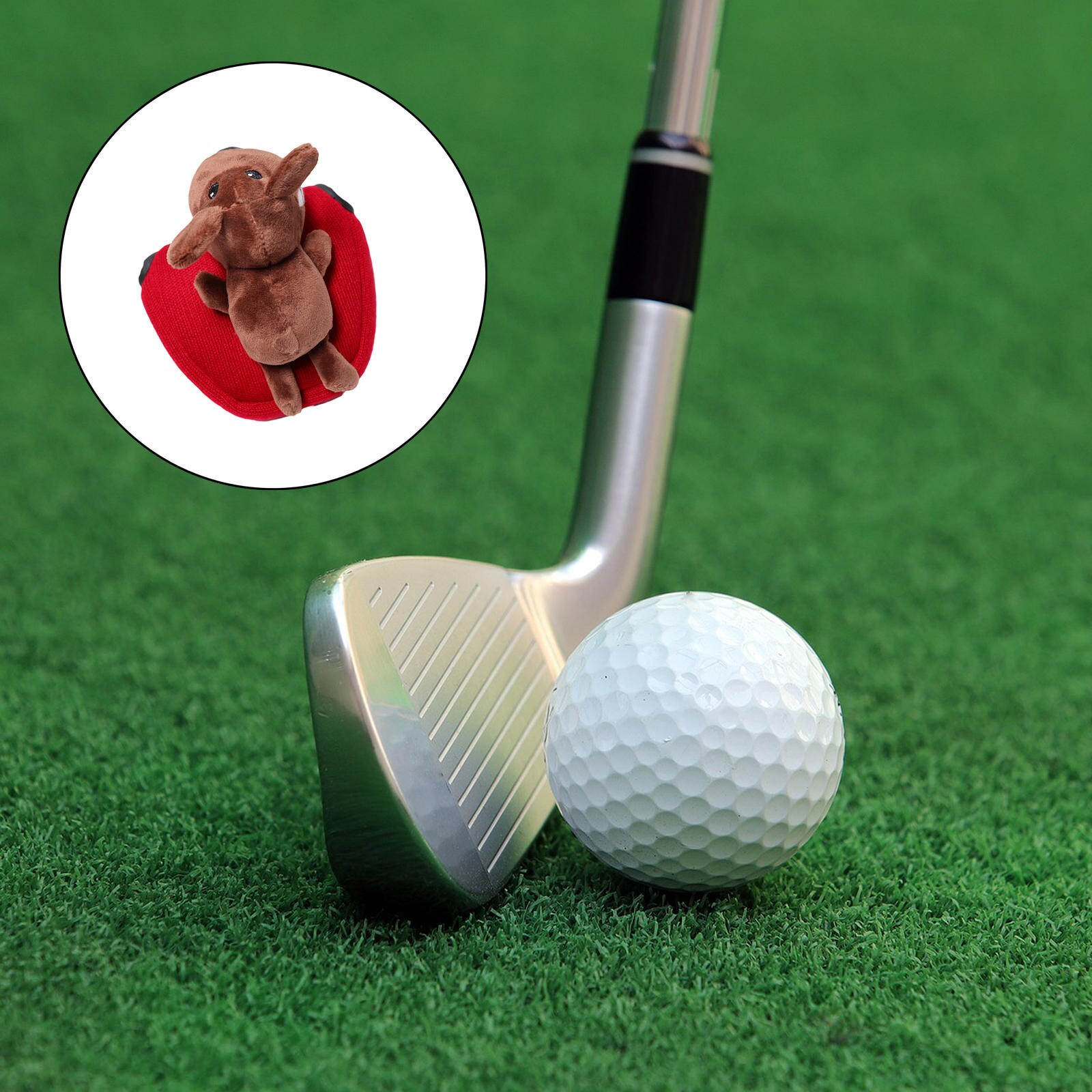 Golf Mallet Putter Cover Knitted with Doll Headcover Outdoor: brown doll