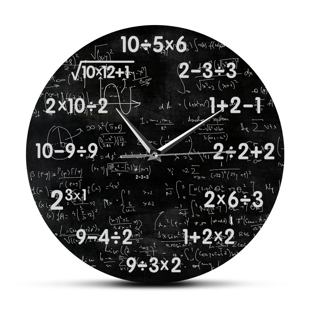 Math Class Black Chalkboard Silent Wall Clock Mathematics Classroom Wall Sign Math Equations Wall Watch Math Nerd Teacher