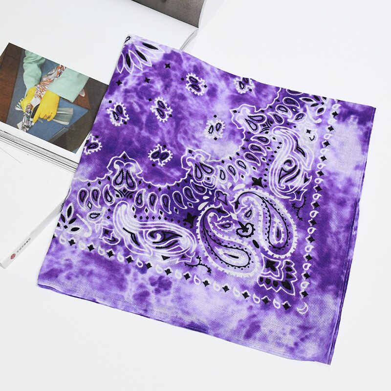 Tie Dye Hip Hop Cotton Bandana Square Scarf Headwear Headband Scarf Gradient Color Print Handkerchief For Women Men: 4