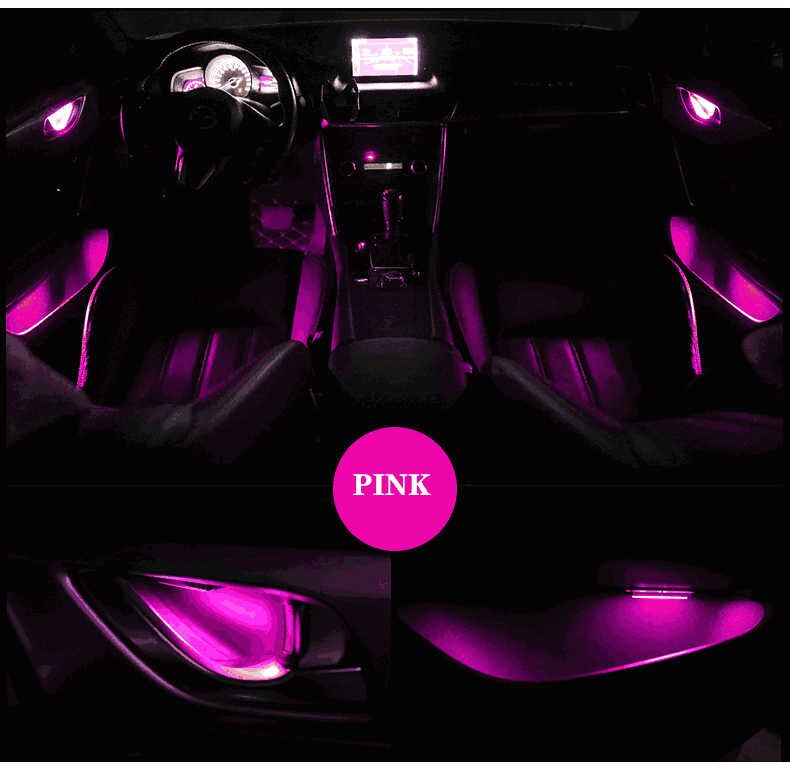 4 stücke Auto Umgebungs LED Licht Auto Innen Tür Schüssel griff Armlehne Licht Auto Tür Innen Dekorative Atmosphäbetreffend Lampe Universal-: Rosa