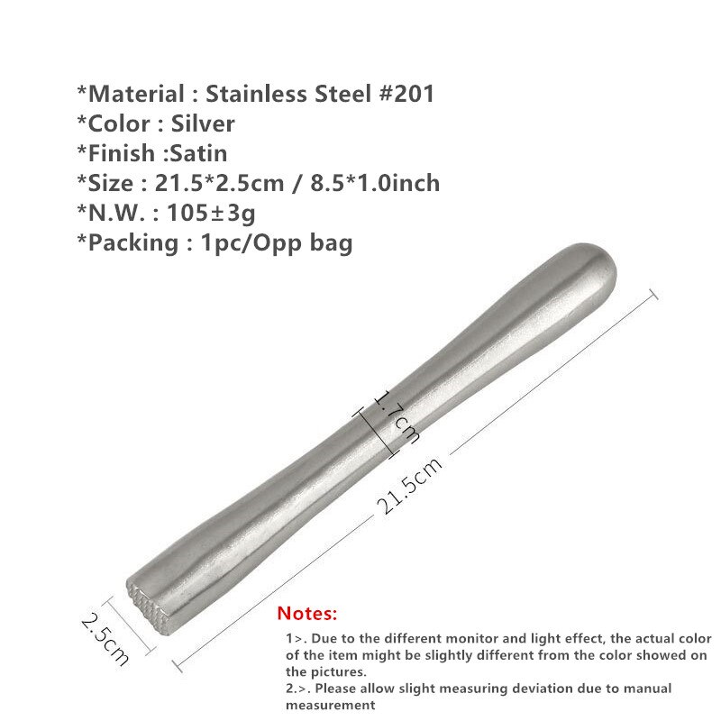 Cocktail Muddler Swizzle Stick Stainless Steel Wine Crushed Ice Hammer DIY Fruit Mojito Cocktail Muddle Pestle Cursher Bar Tools: Default Title
