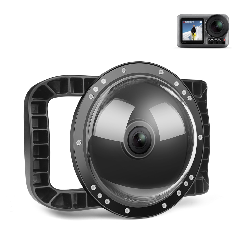 45M 6'' Dual Handheld Dome Port Waterproof Diving Housing Case Cover with Trigger for DJI Osmo Action Camera Lens Accessories