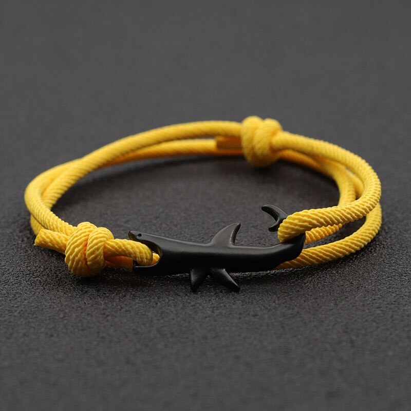 Noter haj armbånd unisex dobbelt lag justerbar 3mm snor kæde armbånd strand smykker tilbehør surfer armbånd pulsera: Rødbrun